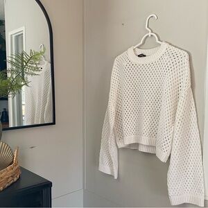 Divided White Open-Knit Sweater